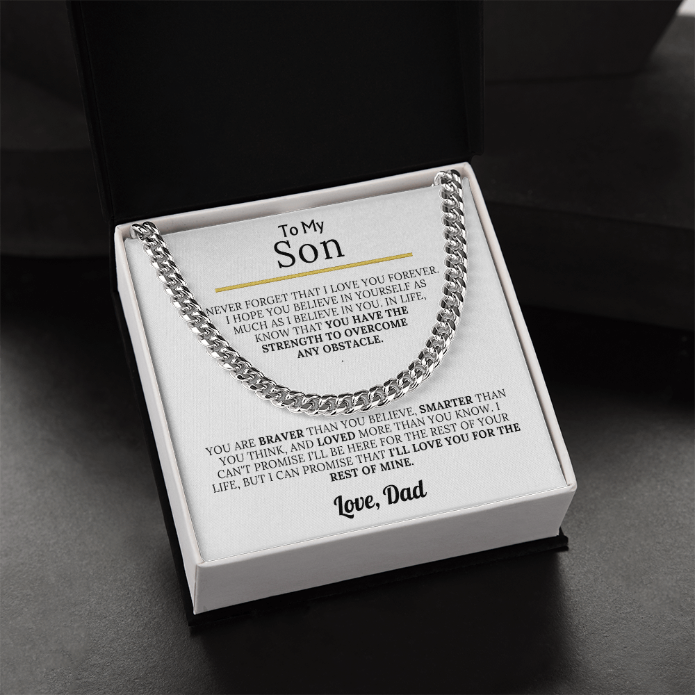 To My Son - Braver, Stronger, Smarter Cuban Chain Gift Set