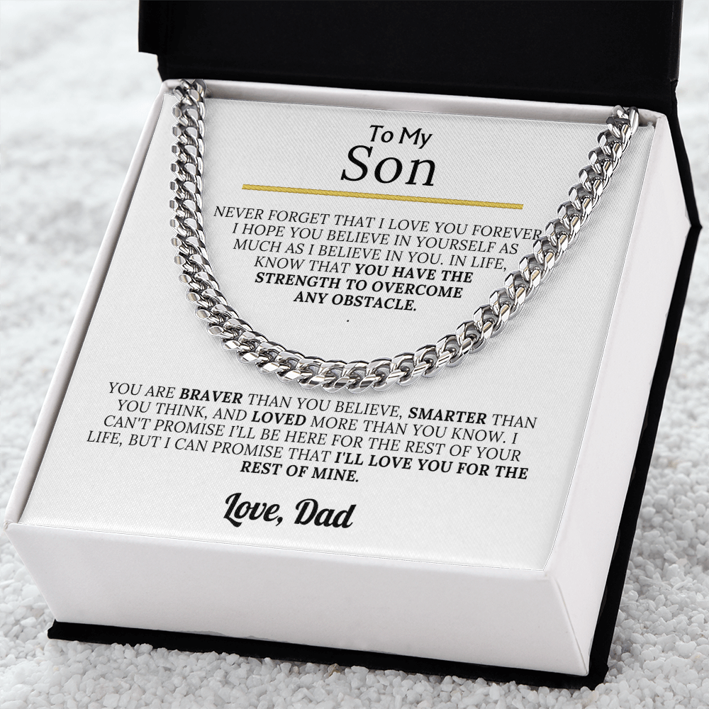 To My Son - Braver, Stronger, Smarter Cuban Chain Gift Set