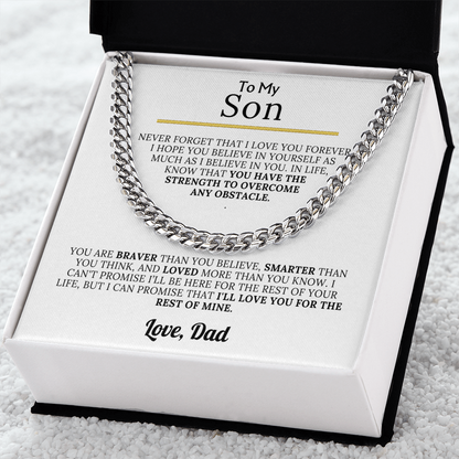 To My Son - Braver, Stronger, Smarter Cuban Chain Gift Set