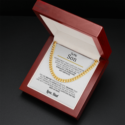To My Son - Braver, Stronger, Smarter Cuban Chain Gift Set