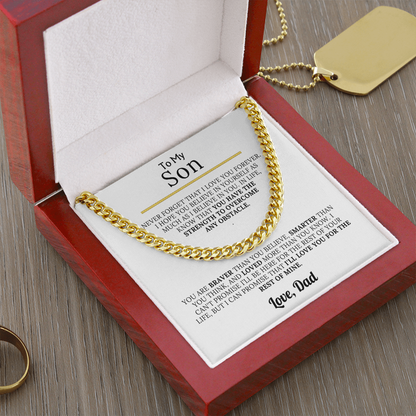 To My Son - Braver, Stronger, Smarter Cuban Chain Gift Set