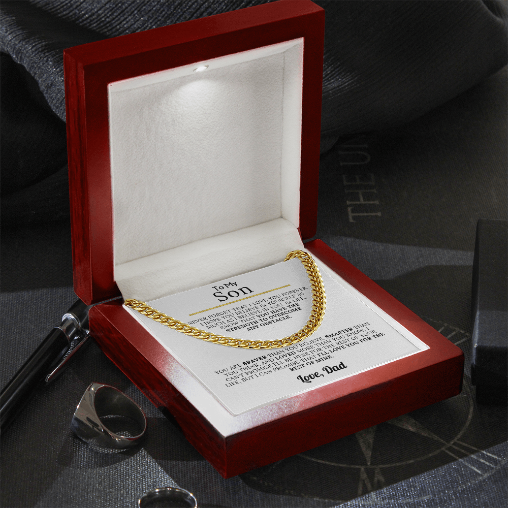 To My Son - Braver, Stronger, Smarter Cuban Chain Gift Set