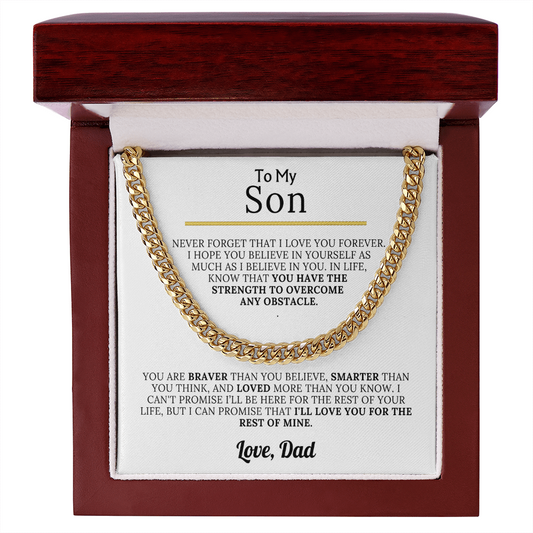 To My Son - Braver, Stronger, Smarter Cuban Chain Gift Set