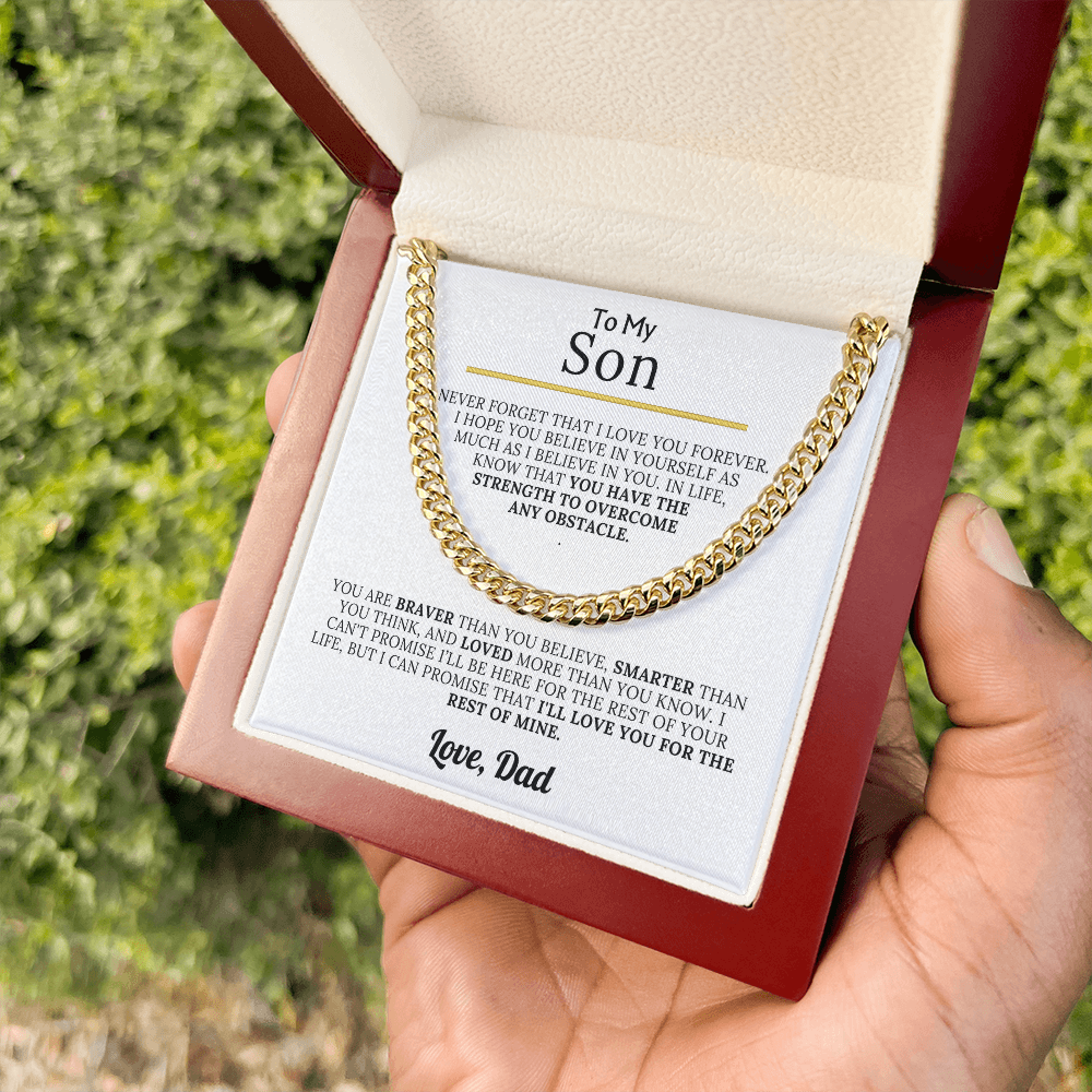 To My Son - Braver, Stronger, Smarter Cuban Chain Gift Set