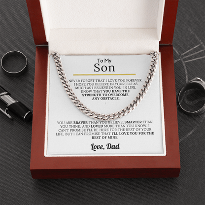 To My Son - Braver, Stronger, Smarter Cuban Chain Gift Set