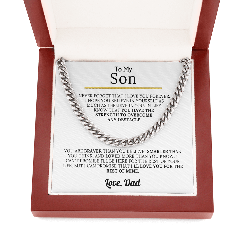 To My Son - Braver, Stronger, Smarter Cuban Chain Gift Set