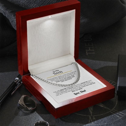 To My Son - Braver, Stronger, Smarter Cuban Chain Gift Set