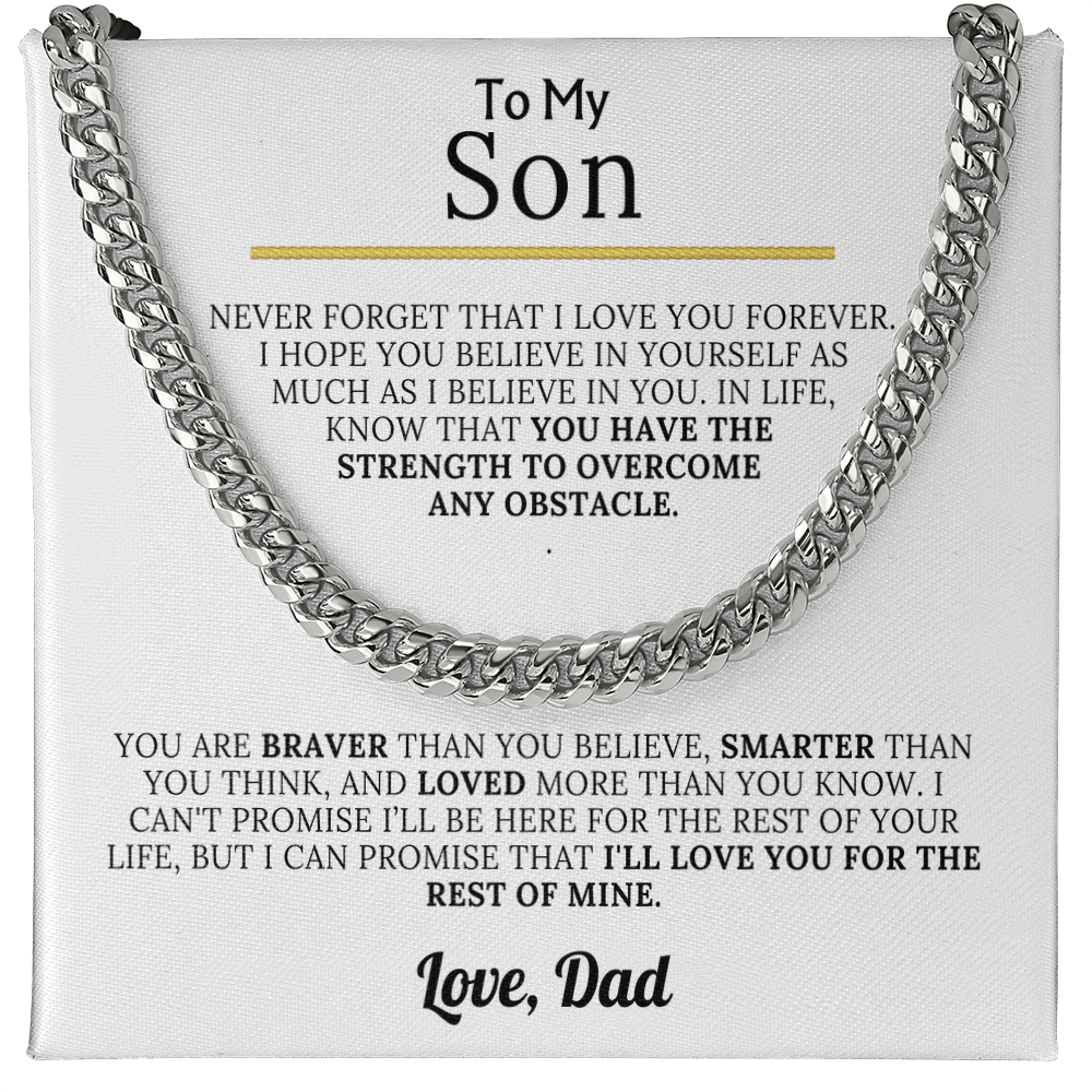 To My Son - Braver, Stronger, Smarter Cuban Chain Gift Set