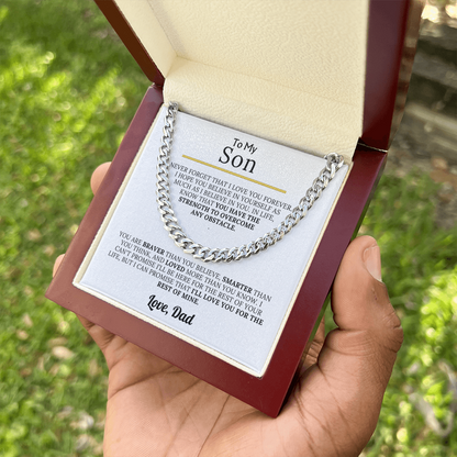 To My Son - Braver, Stronger, Smarter Cuban Chain Gift Set
