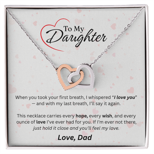 To My Daughter - Interlocking Hearts Necklace