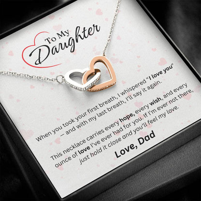 To My Daughter - Interlocking Hearts Necklace