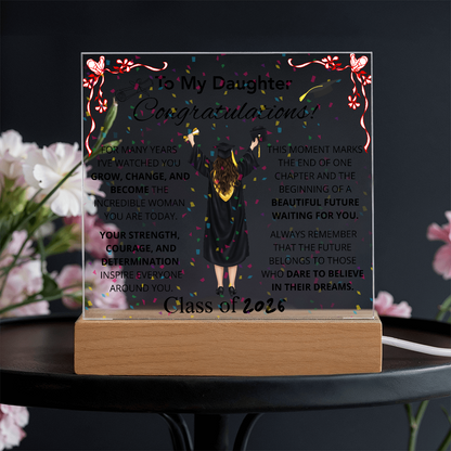To My Daughter – Graduation Acrylic Plaque Inspirational Keepsake