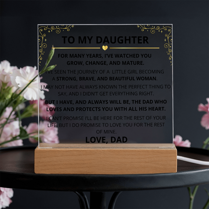 To My Daughter – Acrylic Plaque Inspirational Keepsake from Dad