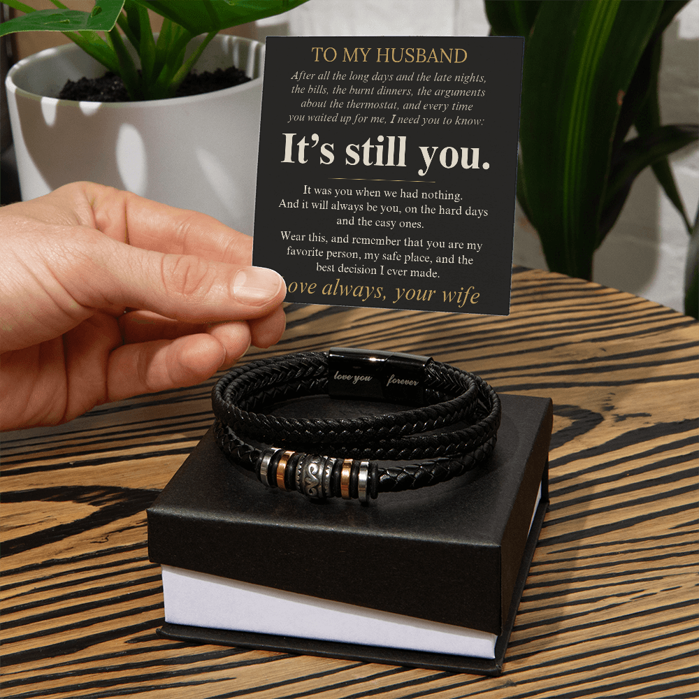Love You Forever braided bracelet for husband, view 2