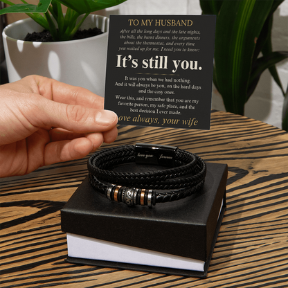 Love You Forever braided bracelet for husband, view 2