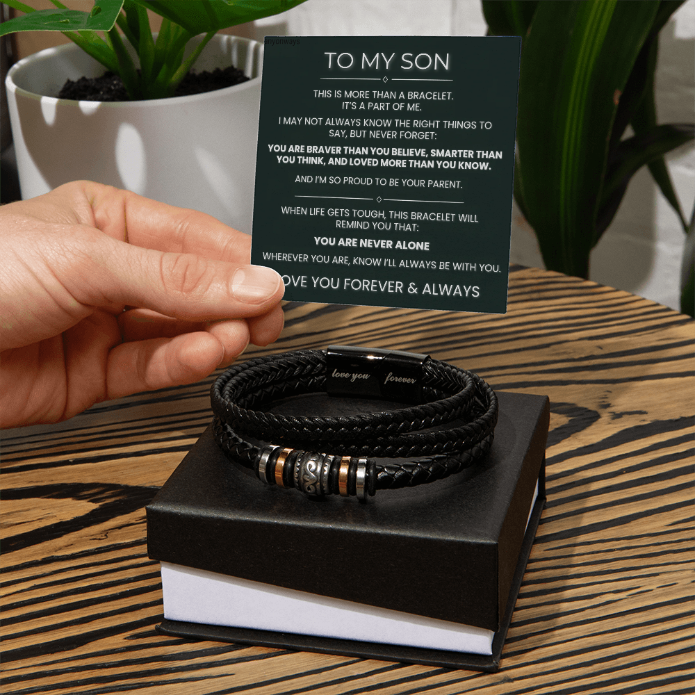 Love You Forever braided bracelet for son, view 2