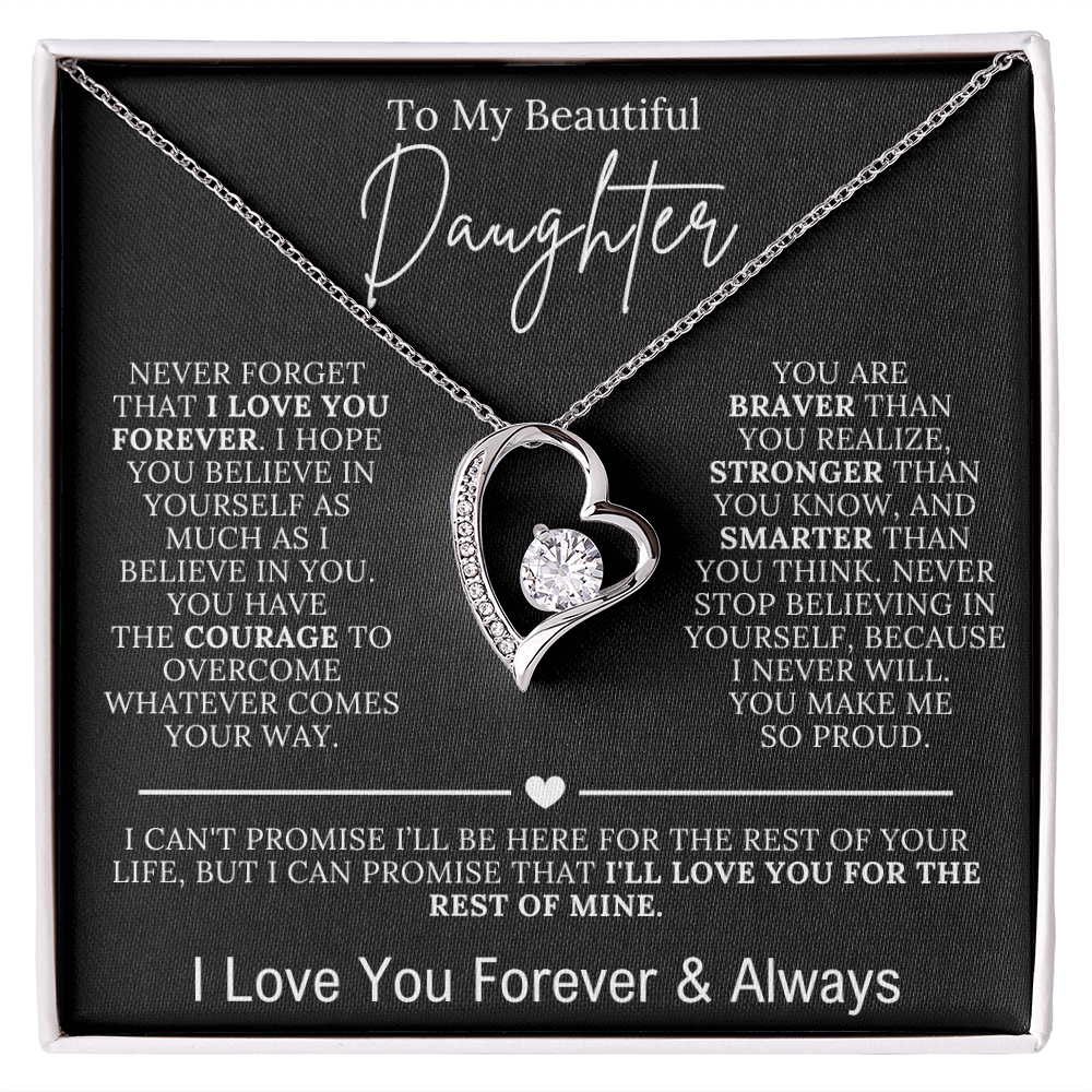 To My Beautiful Daughter - I Love You Forever Forever Love Necklace Black