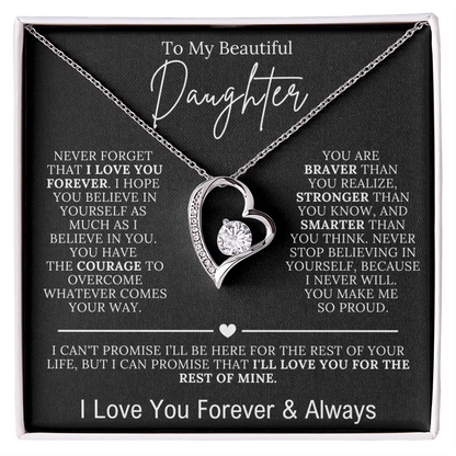 To My Beautiful Daughter - I Love You Forever Forever Love Necklace Black