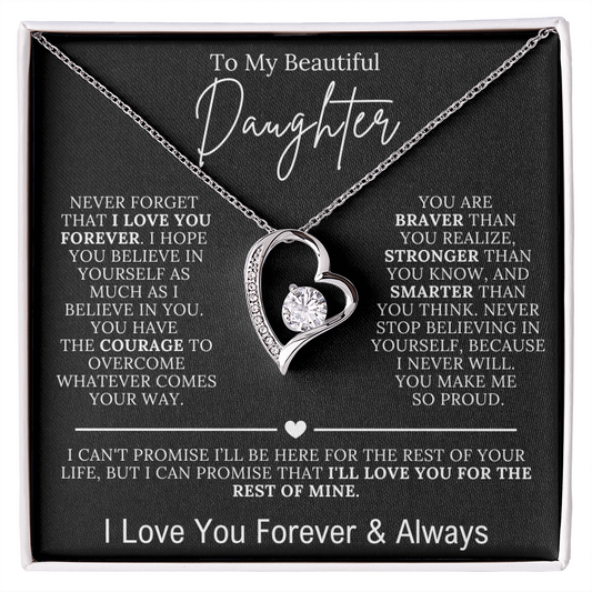 To My Daughter Necklace – I Love You Forever Heart Pendant Gift Set