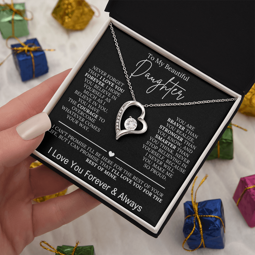 To My Beautiful Daughter - I Love You Forever Forever Love Necklace Black