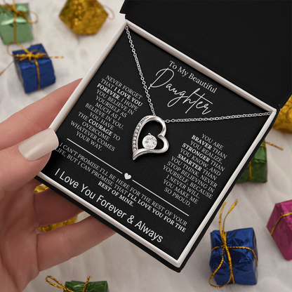 To My Beautiful Daughter - I Love You Forever Forever Love Necklace Black