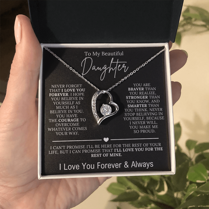 To My Beautiful Daughter - I Love You Forever Forever Love Necklace Black