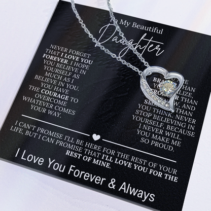 To My Beautiful Daughter - I Love You Forever Forever Love Necklace Black
