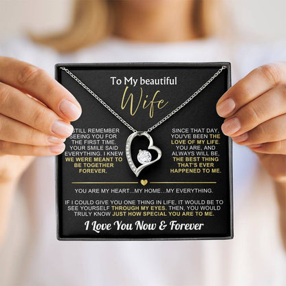 To My Wife - I Love You Now & Forever Necklace Gift Set
