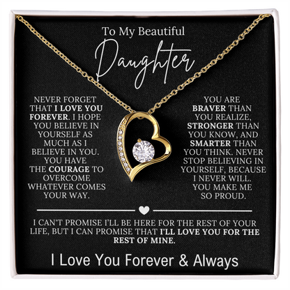 To My Beautiful Daughter - I Love You Forever Forever Love Necklace Black