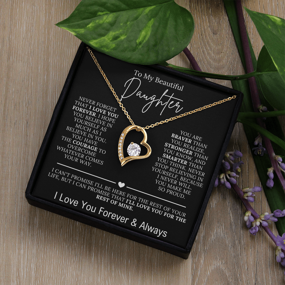To My Beautiful Daughter - I Love You Forever Forever Love Necklace Black