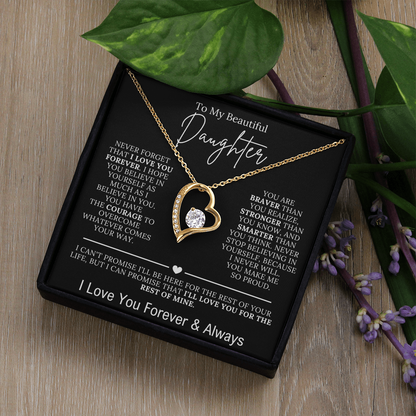 To My Beautiful Daughter - I Love You Forever Forever Love Necklace Black