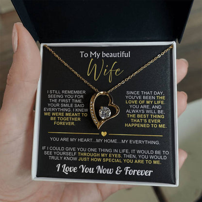 To My Wife - I Love You Now & Forever Necklace Gift Set