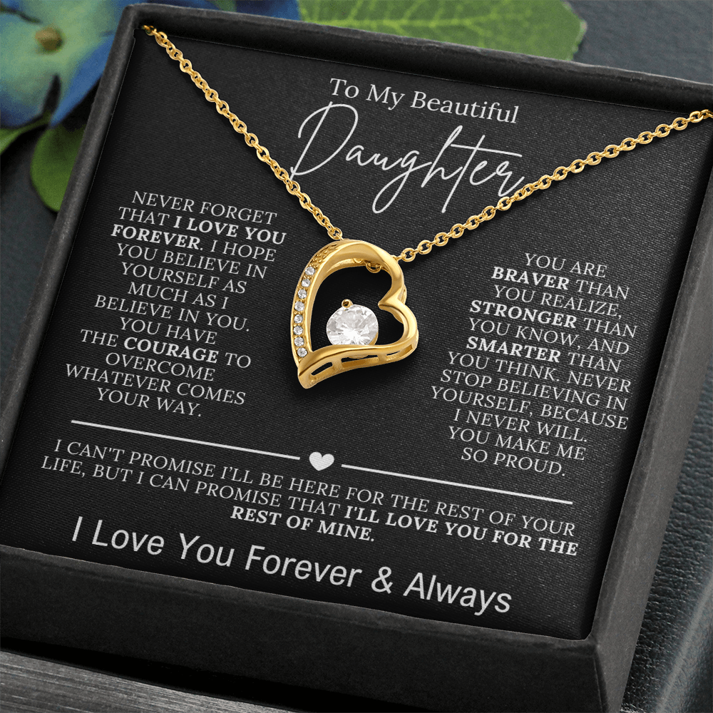 To My Beautiful Daughter - I Love You Forever Forever Love Necklace Black
