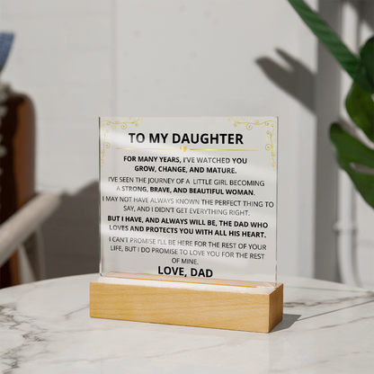 To My Daughter – Acrylic Plaque Inspirational Keepsake from Dad
