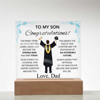 To My Son – Inspirational Graduation Plaque