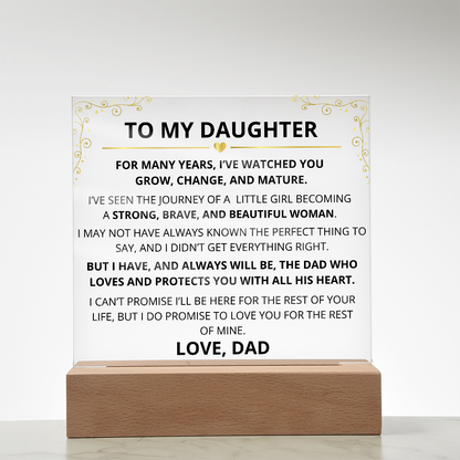To My Daughter – Acrylic Plaque Inspirational Keepsake from Dad