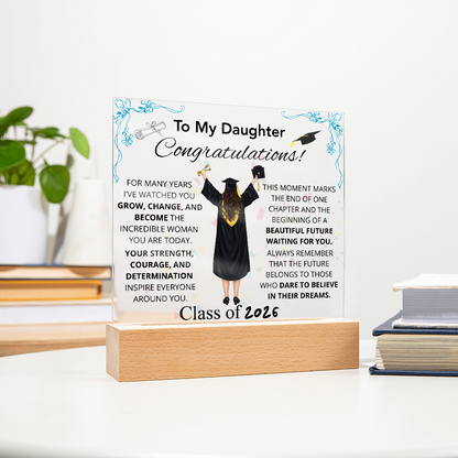 To My Daughter – Inspirational Graduation Plaque