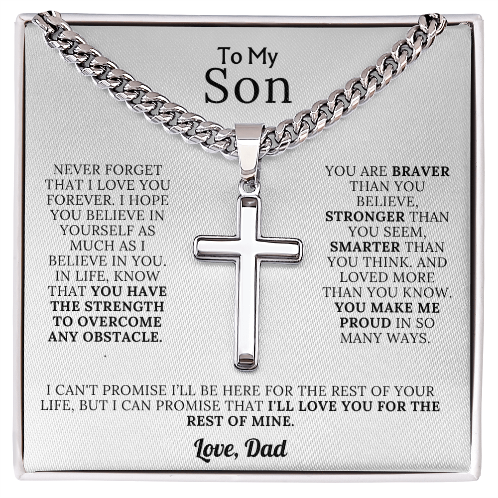 To My Son - Braver, Stronger, Smarter Cross Gift Set