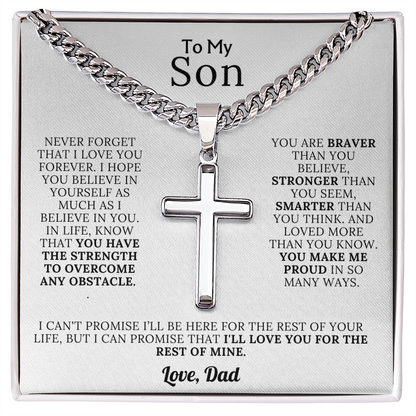 To My Son - Braver, Stronger, Smarter Cross Gift Set