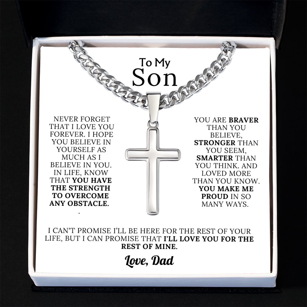 To My Son - Braver, Stronger, Smarter Cross Gift Set