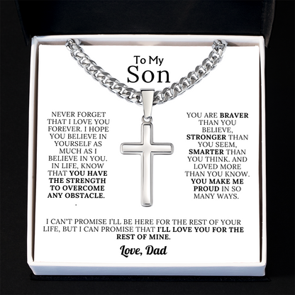 To My Son - Braver, Stronger, Smarter Cross Gift Set