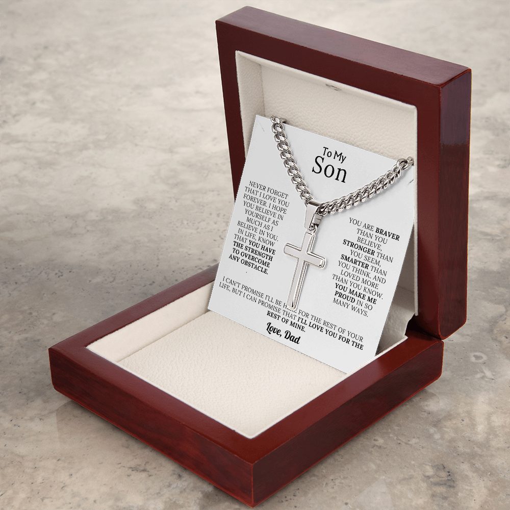 To My Son - Braver, Stronger, Smarter Cross Gift Set
