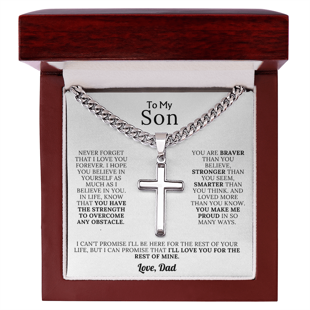 To My Son - Braver, Stronger, Smarter Cross Gift Set