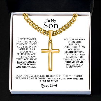 To My Son - Braver, Stronger, Smarter Cross Gift Set