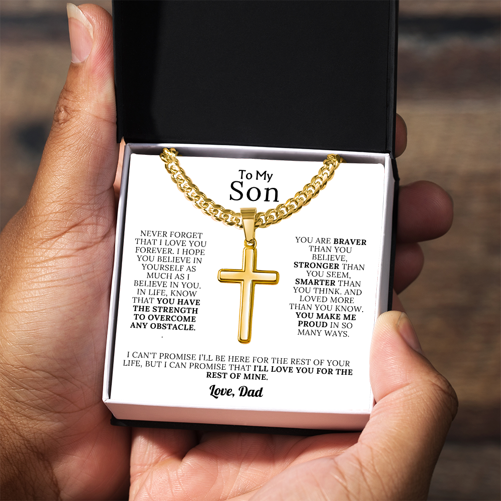 To My Son - Braver, Stronger, Smarter Cross Gift Set