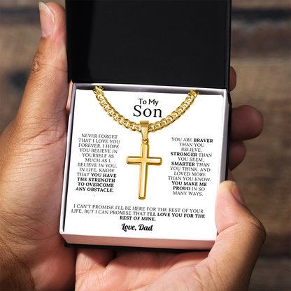 To My Son - Braver, Stronger, Smarter Cross Gift Set