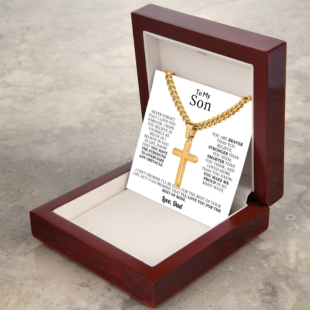 To My Son - Braver, Stronger, Smarter Cross Gift Set