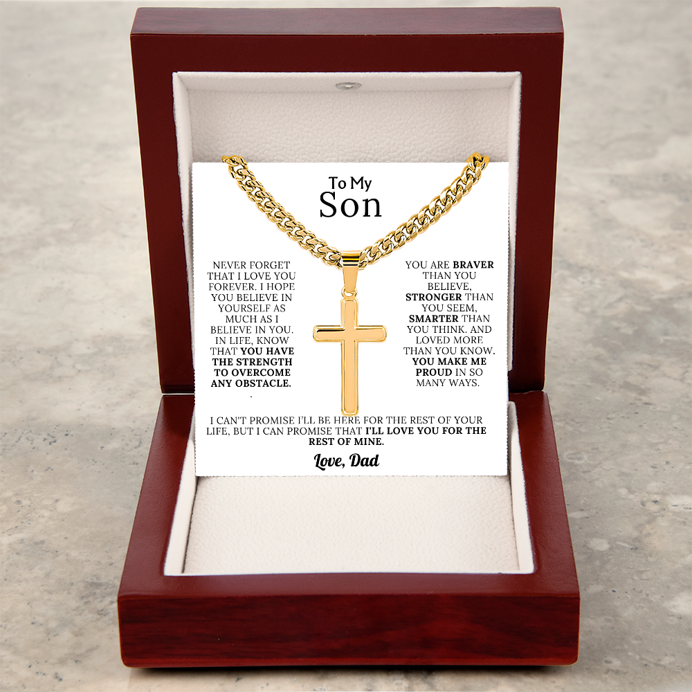 To My Son - Braver, Stronger, Smarter Cross Gift Set