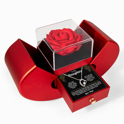Beautiful Gift for Daughter: "I Will Always Be There" Gift Set With Heart Box and Red Rose Surprise