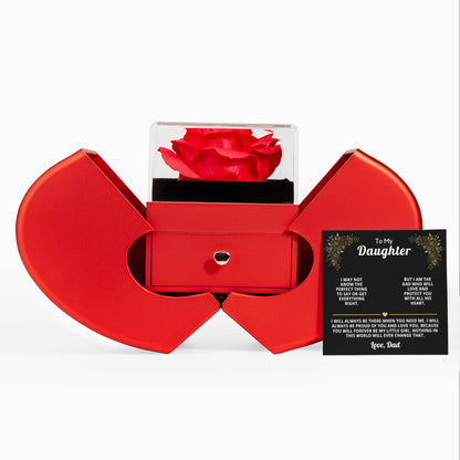 Beautiful Gift for Daughter: "I Will Always Be There" Gift Set With Heart Box and Red Rose Surprise